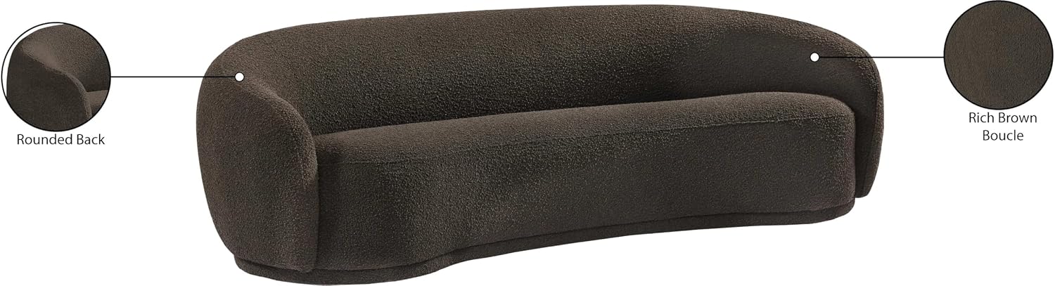 Meridian Furniture 693Brown-S Hyde Collection Modern | Contemporary Boucle Fabric Upholstered Sofa, Brown, 89.5' W x 38' D x 28' H