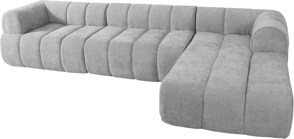 Christopher Knight Home Mania 122' Modular L-Shape Sofa Couch with Chaise Lounge, Modern Sectional Sofa Set for Living Room, Boucle Fabric Upholstered Cloud Couch with Deep Seat, Gray