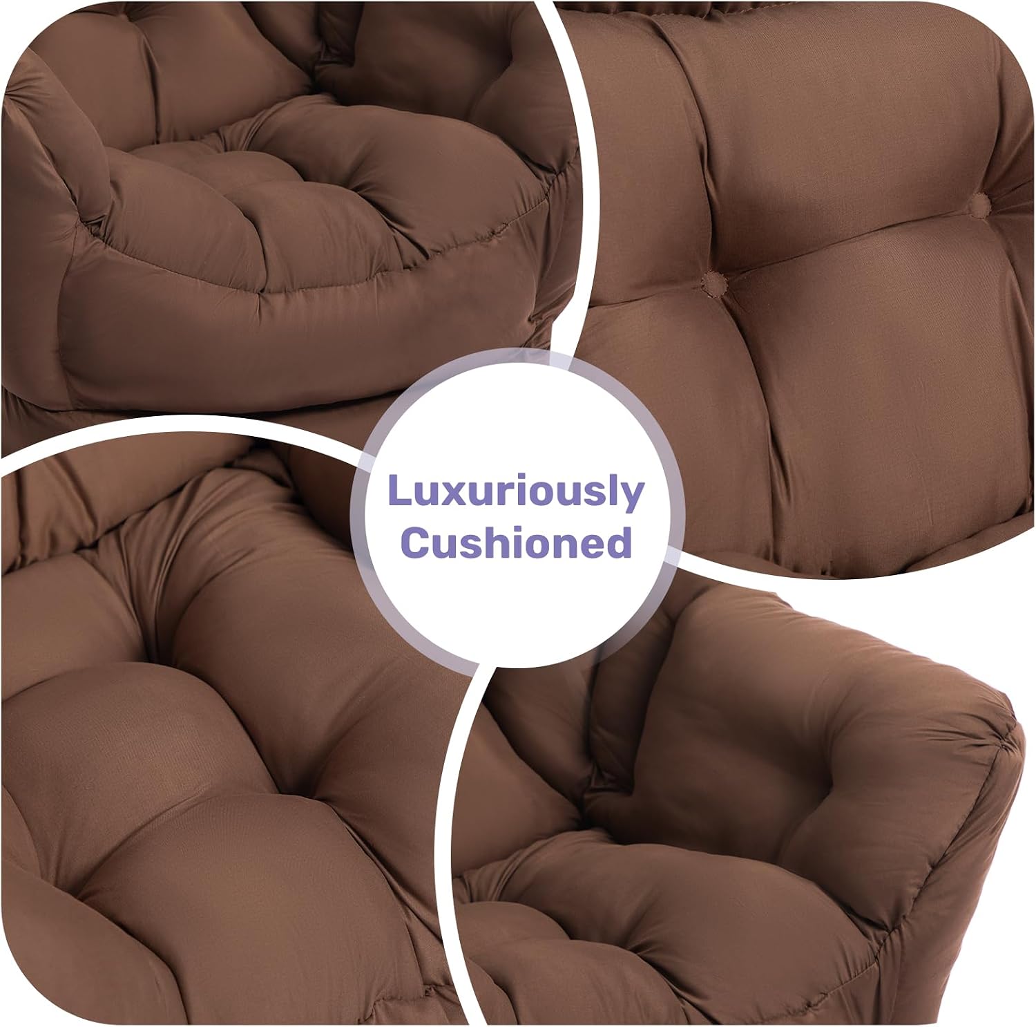 HollyHOME Lazy Chair with Foldable Ottoman, Accent Comfy Lounge Armchair and Folding Footrest Stool, Leisure Sofa Reading Chair and Footstool for Living Room, Bedroom, Dorm,Coffee Brown
