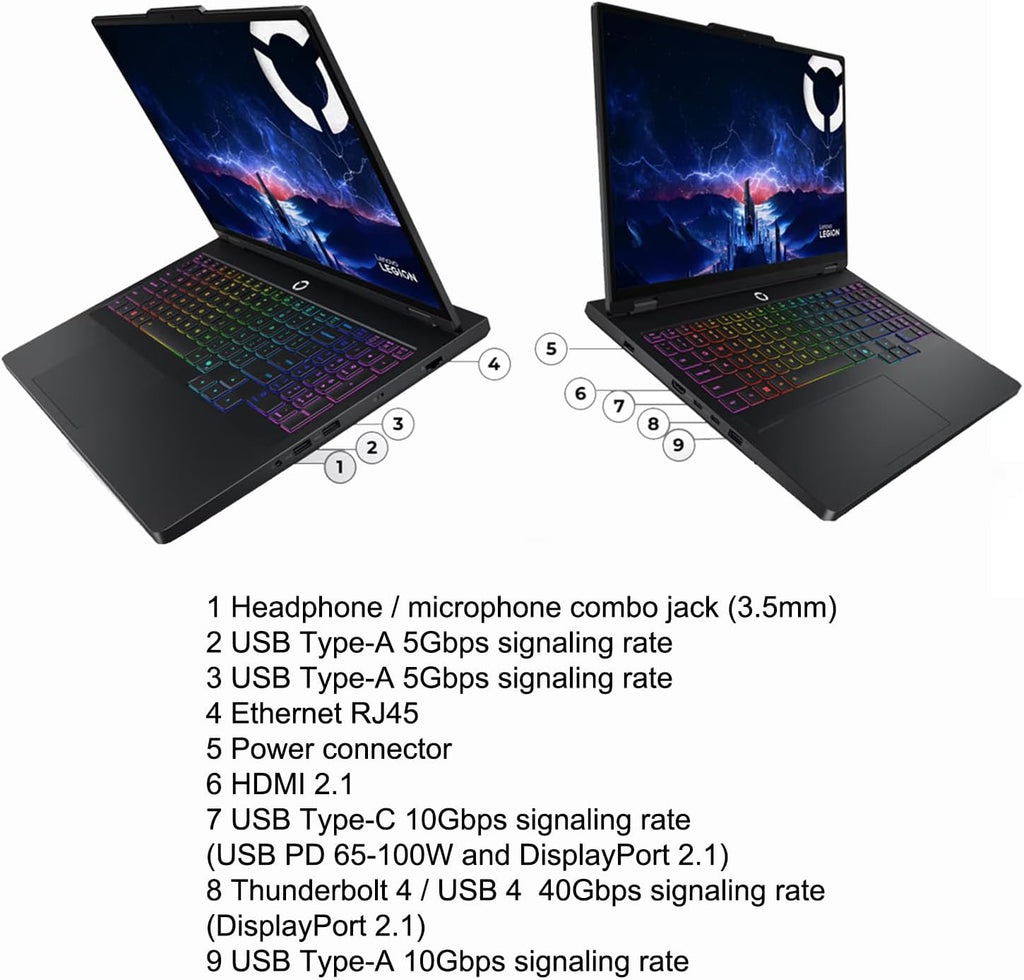 Lenovo Legion Pro 5 Gaming AI Laptop 16' WQXGA 2560x1600 OLED 165Hz Intel 24-core Ultra 9 275HX 32GB RAM 1TB SSD GeForce RTX 5070 DLSS4 (Up to 798 AI Tops) RGB Backlit Harman Wi-Fi7 Win11 ICP Hub