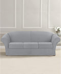 SureFit Ultimate Stretch Suede Four Piece Sofa Slipcover | Form-Fitting | Individual Cushion Covers | Machine Washable Sofa/Box Cushion/Light Gray