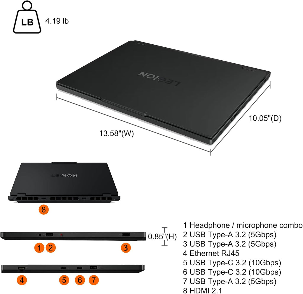 Lenovo Legion 5i Gaming Laptop 15.1' WQXGA 2560x1600 OLED 165Hz (100% DCI-P3, 1000nits HDR) Intel 24-core i9-14900HX 32GB RAM 1TB SSD GeForce RTX 5070 (Up to 798 AI Tops) RGB Backlit Win11 ICP Hub