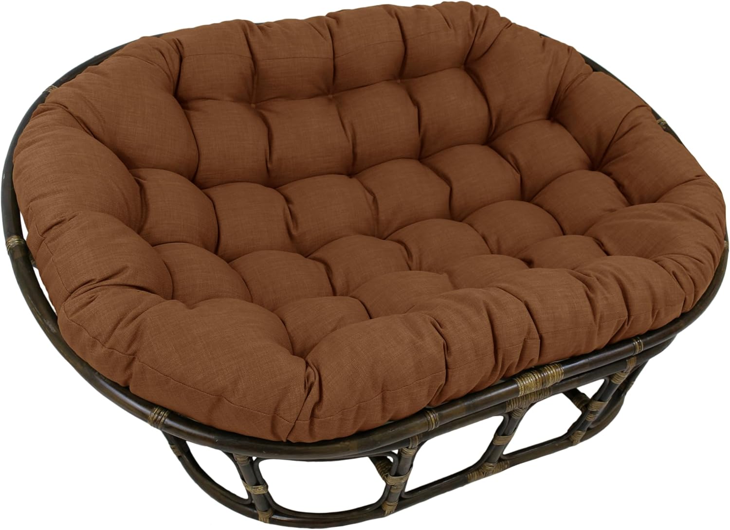 Blazing Needles Solid Outdoor Spun Polyester Double Papasan Cushion, 65' x 48', Mocha
