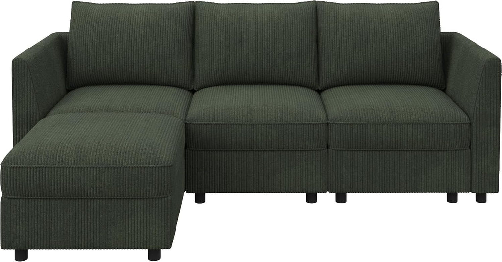 HONBAY Modular Sectional Sofa with Storage L Shaped Sectional Sofa, Convertible Couches for Living Room - Green