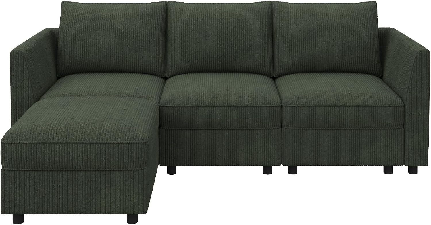 HONBAY Modular Sectional Sofa with Storage L Shaped Sectional Sofa, Convertible Couches for Living Room - Green