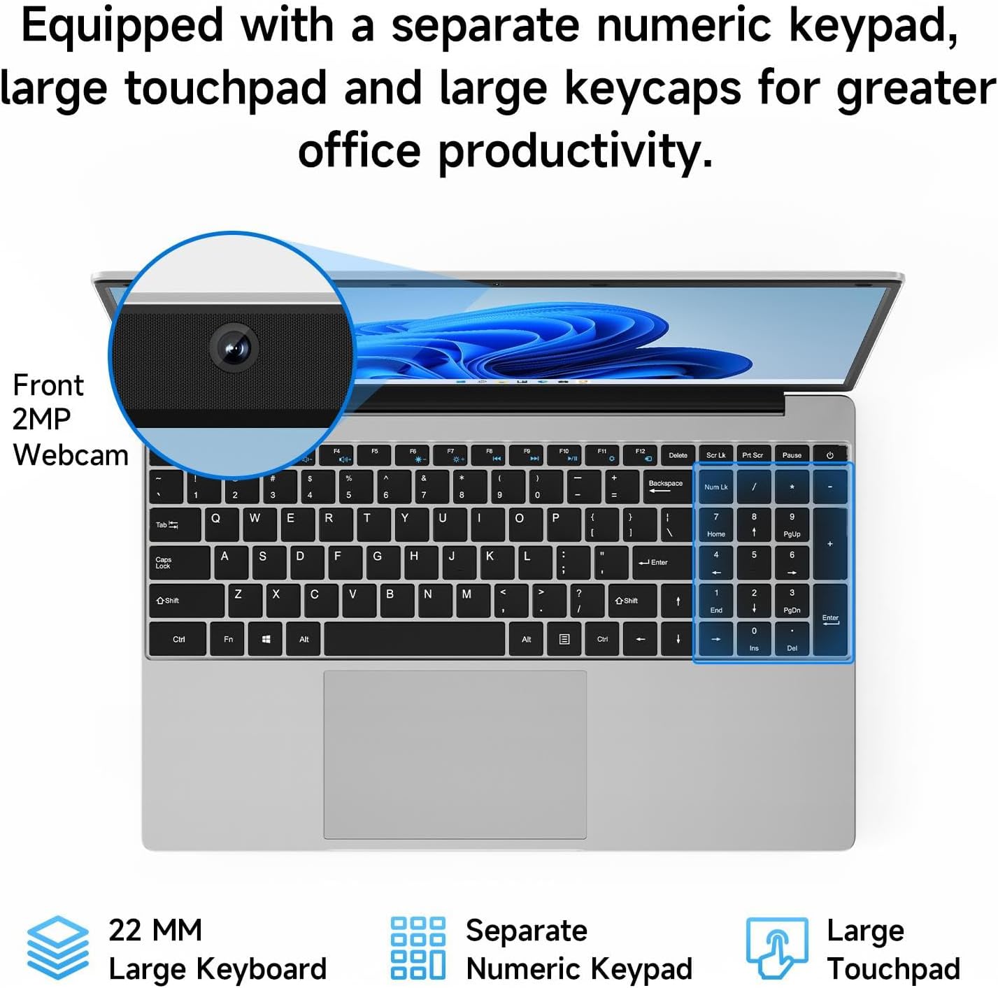 jumper 15.6' FHD Laptop, 10th Gen Intel Dual-Core Processor(1.9GHz), 12GB RAM 640GB Storage, 1 Year Office 365, Numeric Keyboard, HDMI, WiFi5, 38Wh Battery, Windows 11 Laptop for Business and Student