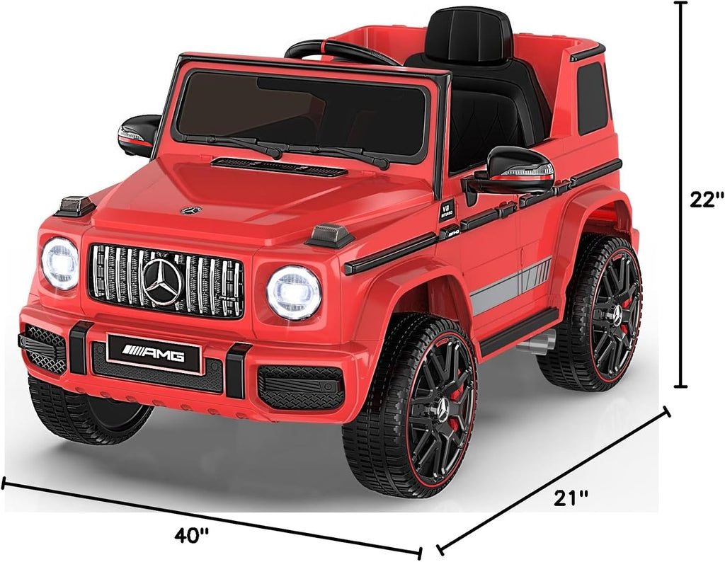 ANPABO Licensed Mercedes-Benz G63 Car for Kids, 12V Ride on Car w/Parent Remote Control, LED Headlights, Music Player/Bluetooth & Horn, Soft Start, Low Battery Prompt, Kids Electric Car, Red