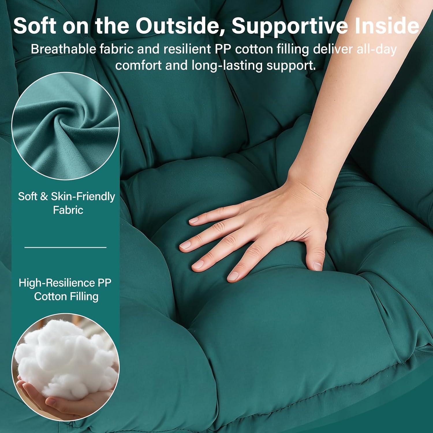 MBOOYOME Lazy Chair with Folding Ottoman, Modern Accent Armchair with Armrests and a Side Pocket & Foldable Footstool, Reading Chair for Living Room, Bedroom, Dorm & Office, Dark Green