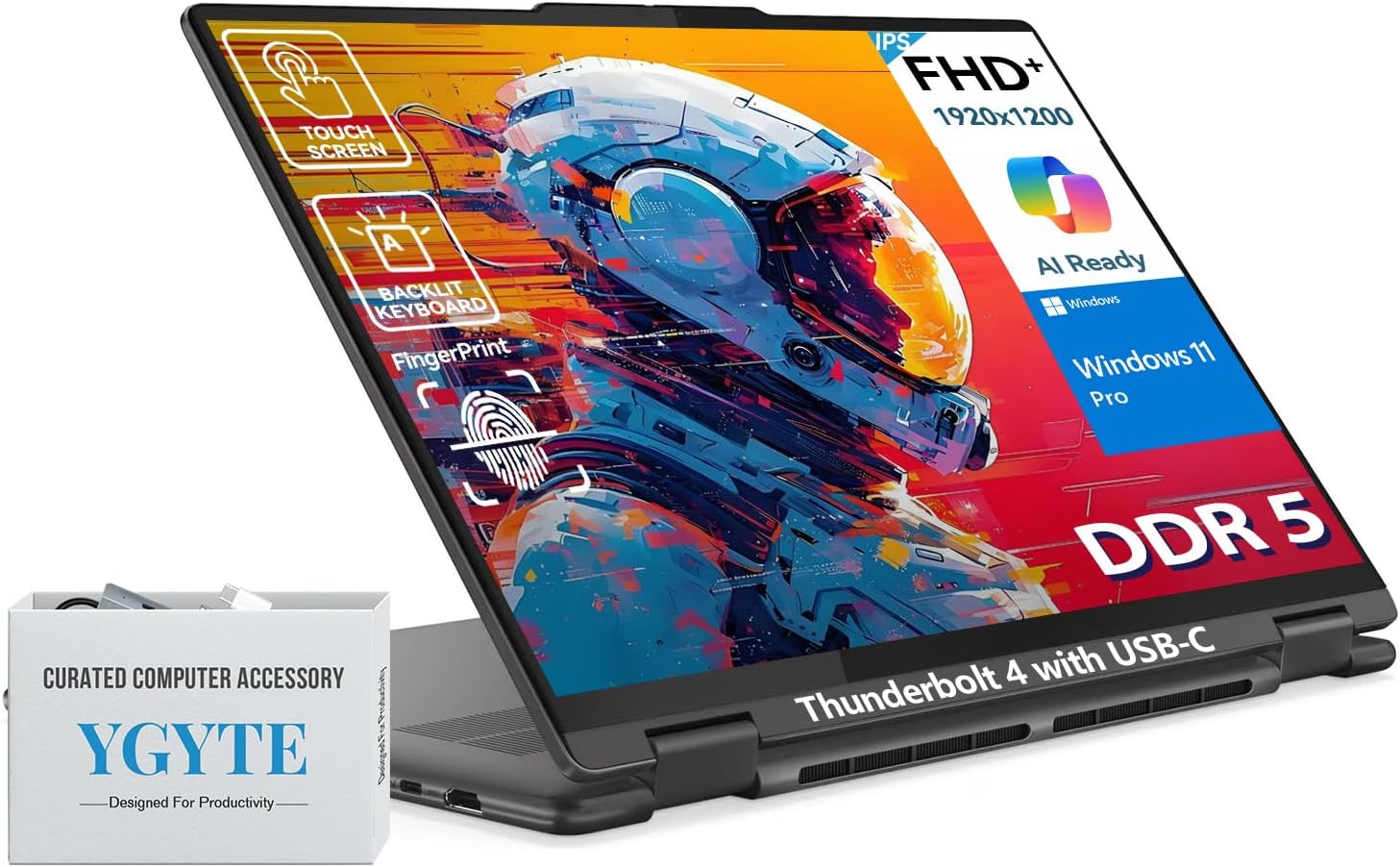 Lenovo Yoga 7i 2 in 1 Laptop Touchscreen, 16' FHD+ 360 Foldable Touch Screen Convertible, Intel Core Ultra 7, Windows 11 Pro, 16GB DDR5 RAM 512GB SSD|Backlit|Fingerprint|YGYTEaccessory