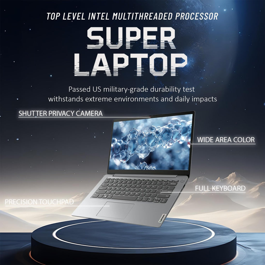 Lenovo IdeaPad Laptop with Microsoft Office, Intel High Performance CPU, 11 Hour Battery, SD-Card Reader, Webcam + USB-C, WOWPC Recovery USB, Windows 11 (12GB RAM | 640GB SSD)