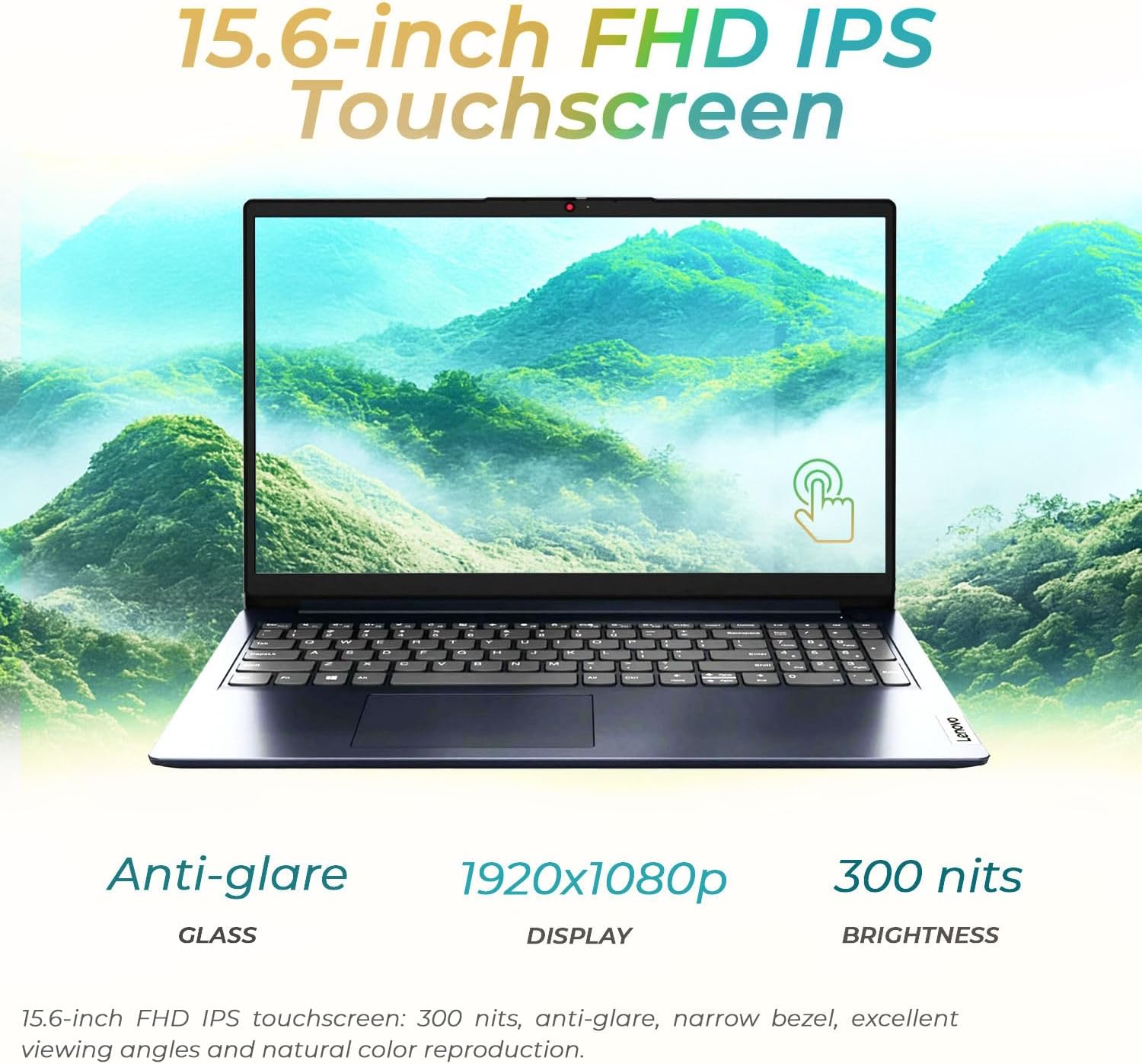 Lenovo IdeaPad 1i 15.6' FHD Touchscreen Laptop, Intel i5-1335U, 8GB RAM, 512GB SSD, FHD Touch, Fast WiFi 6, Windows 11, Slim & Portable, Student & Business Laptop, Blue, WOWPC Recovery USB Included