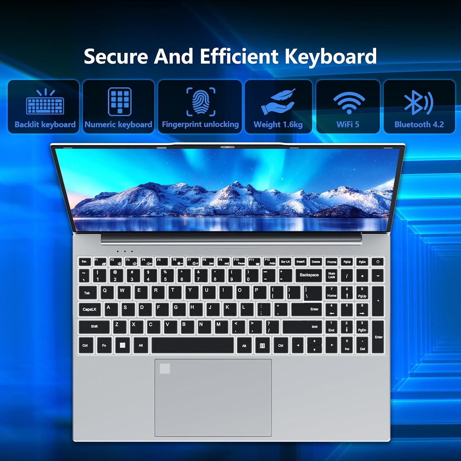 AVENKA Gaming Laptop,15.6 inch Laptop Computer, Laptops Celeron N5095 Processor, 16GB 512GB SSD FHD 1920 * 1080 Display 180 Angle Opening Fingerprint Unlock Backlit Keyboard Mini-HDMI