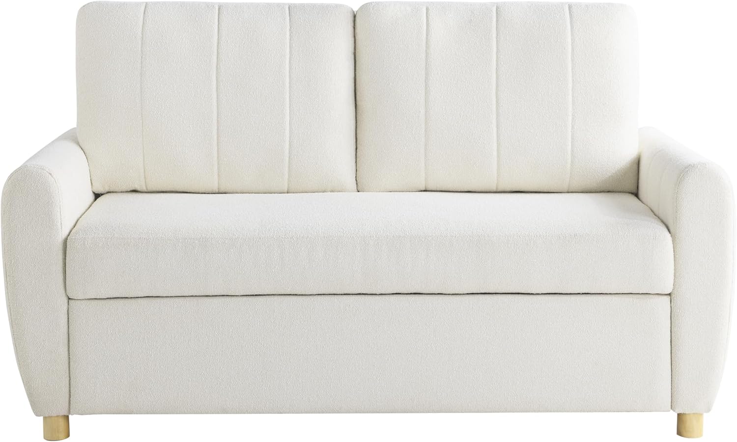 Serta Galway 66.5' Convertible Sleeper Loveseat, Full Size, Dreamcoil Comfort, FingerGuard Pinch Point Protection, Boucle Fabric, Ivory