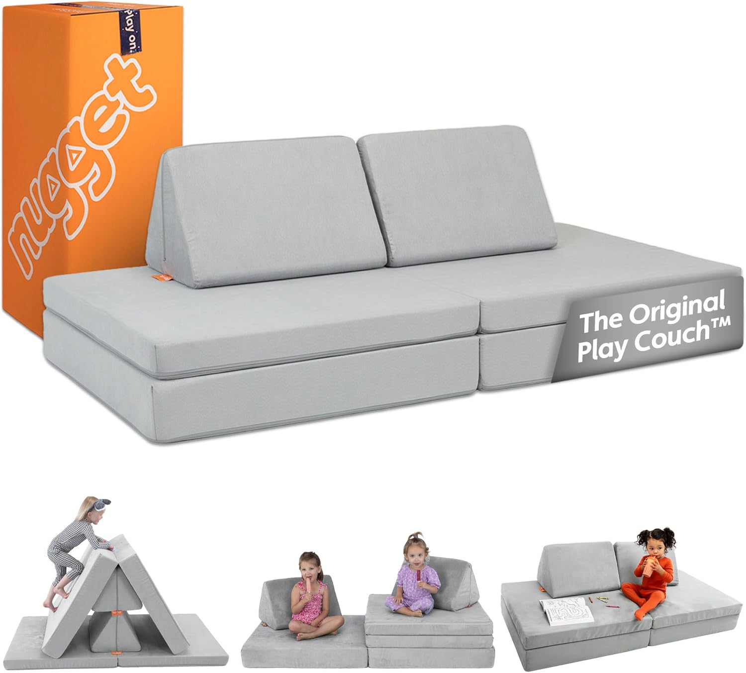 Nugget - The Original Play Couch for Kids - Modular Foam Children's Sofa for Playroom, Imagination, & Creative Open Ended Play - Washable & Convertible Playroom Furniture, Koala