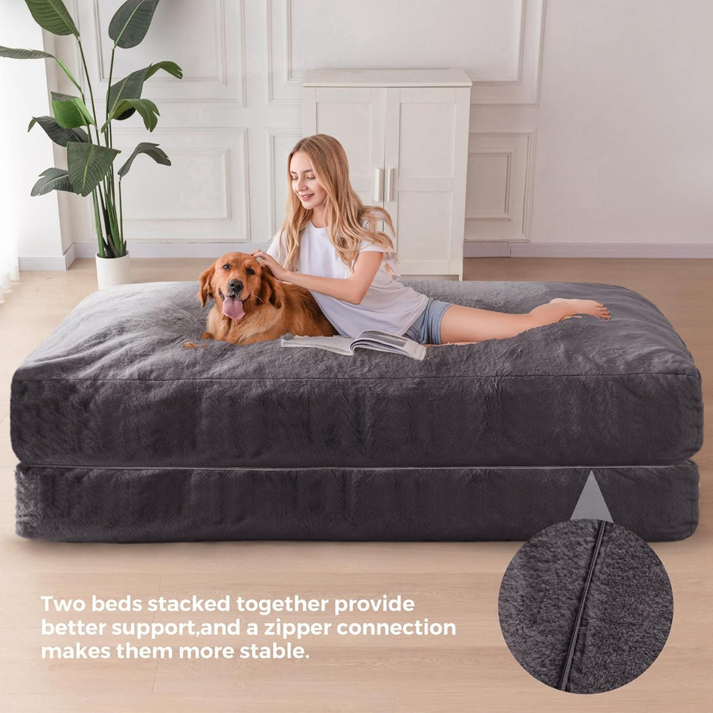 MAXYOYO Giant Bean Bag Chair Bed for Adults, Includes Two Beds, Convertible Beanbag Folds from Lazy Chair to Floor Mattress Bed, Big Sofa Bed, High-Density Foam Filling, Machine Washable