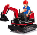 JOYLDIAS 360 Degree Rotating Ride On Excavator and Bulldozer,12V12AH Battery Powered Ride On Toy Backhoe W/Track Design Wheels for All Terrain,Remote Control,MP3,Toolbox for Kids,Parent,Red