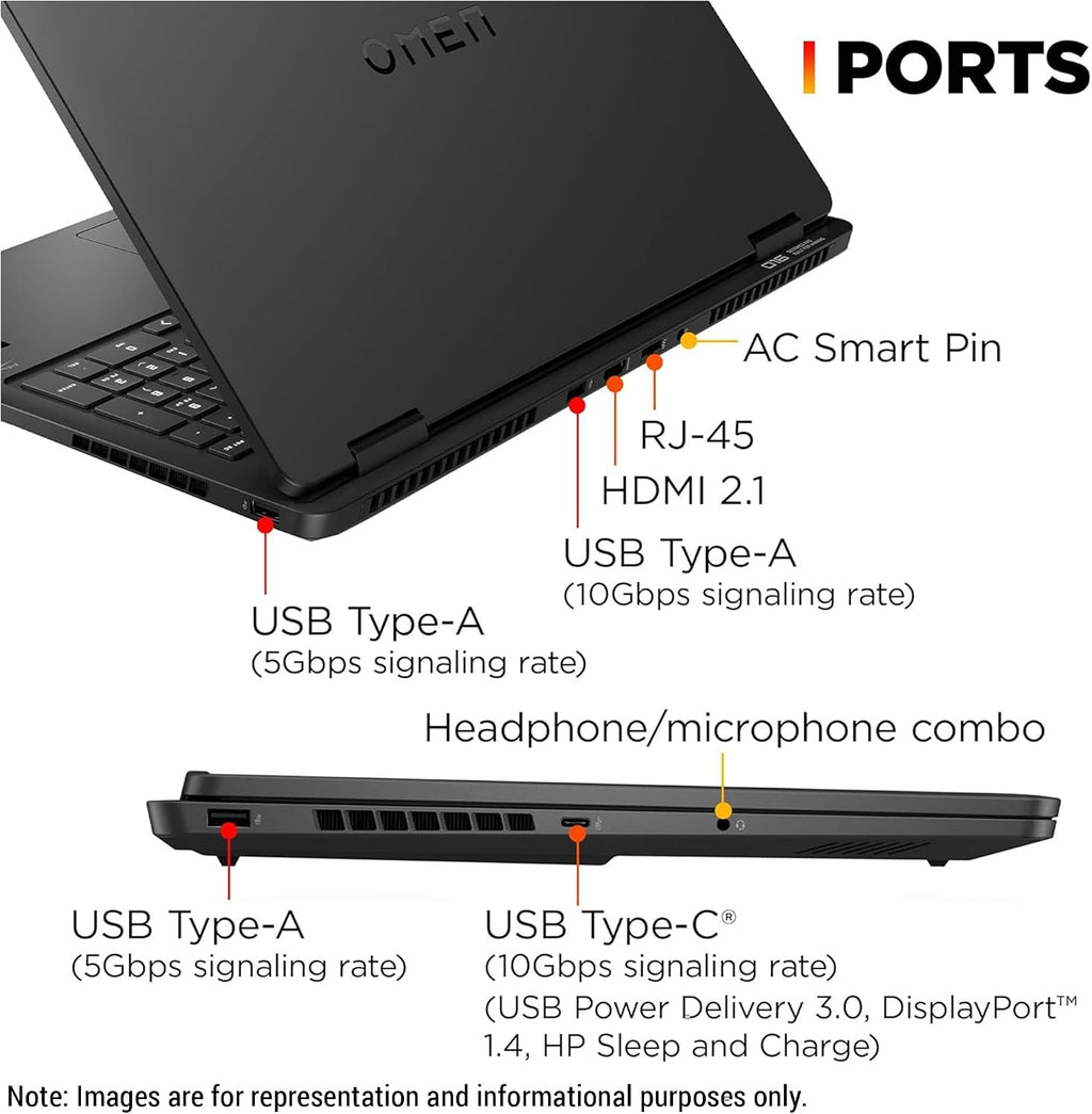HP OMEN Slim 16 Gaming Laptop, Intel Ultra 9-285H, 64 GB DDR5 RAM, 1 TB PCIe SSD, 16' WQXGA (2560 x 1600) 240Hz Display, Nvidia G-Force RTX 5070, Backlit 4-Zone RGB Keyboard, W11 Home, Shadow Black