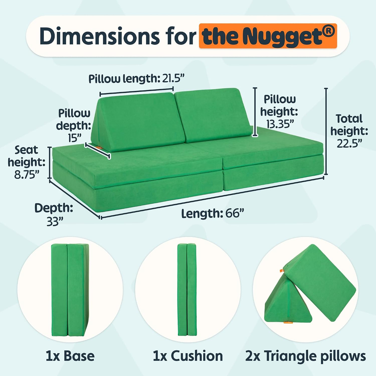 Nugget - The Original Play Couch for Kids - Modular Foam Children's Sofa for Playroom, Imagination, & Creative Open Ended Play - Washable & Convertible Playroom Furniture, Fairway