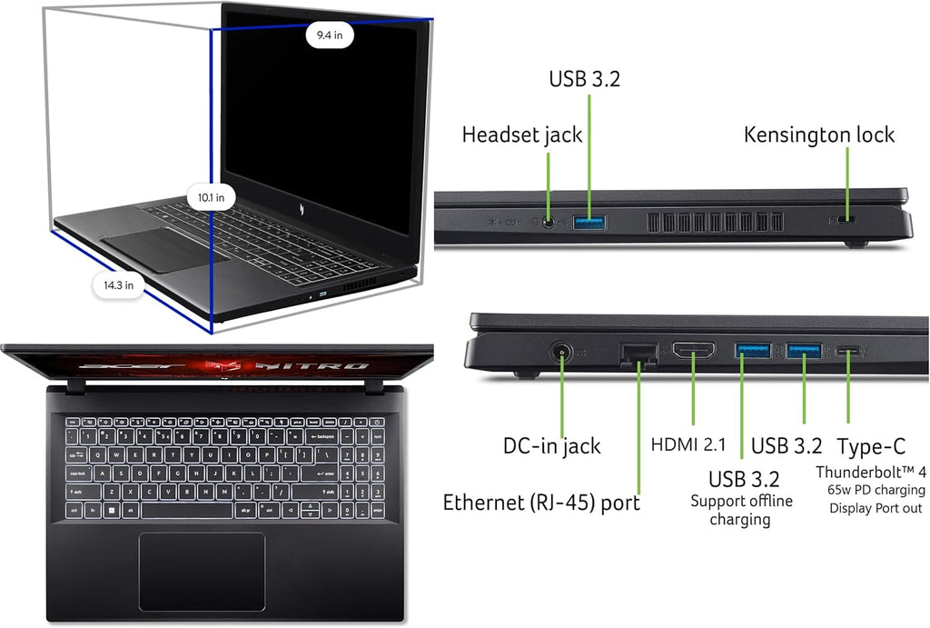 Acer Nitro V 15.6-inch FHD 144Hz Gaming Laptop, Intel Core i5-13420H, NVIDIA GeForce RTX 4050, Windows 11(32GB RAM | 1TB PCIe SSD)