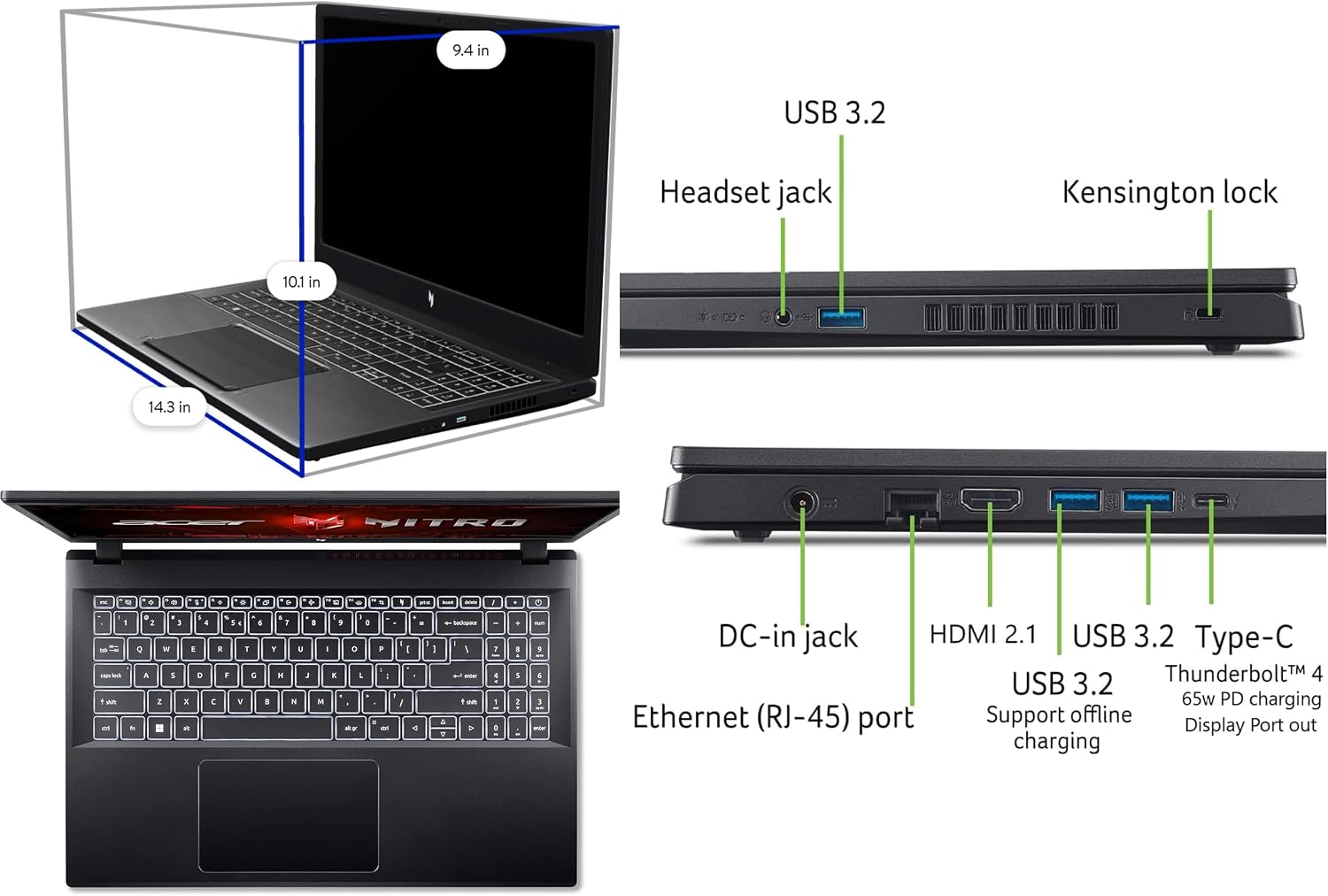 Acer Nitro V 15.6-inch FHD 144Hz Gaming Laptop, Intel Core i5-13420H, NVIDIA GeForce RTX 4050, Windows 11(32GB RAM | 1TB PCIe SSD)