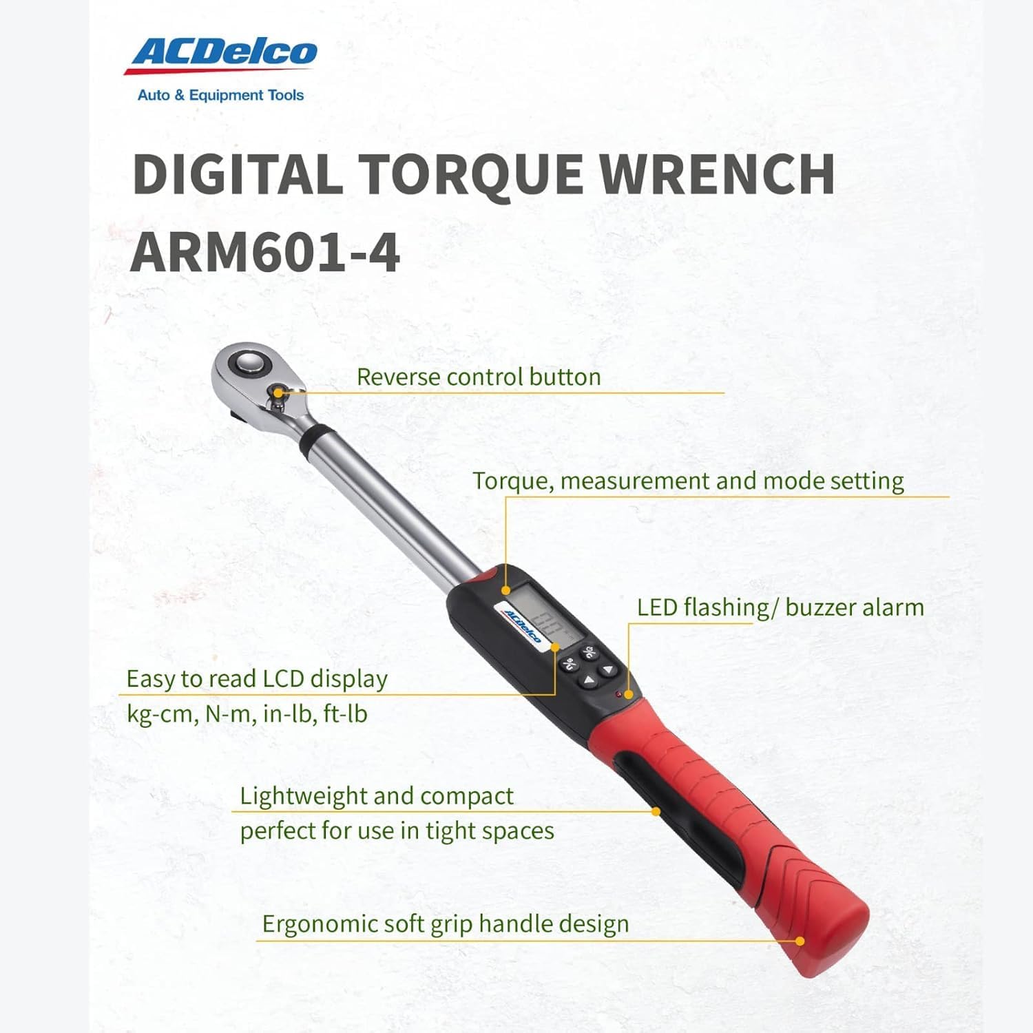 ACDelco ARM601-34 3/8' & ½' Heavy Duty Digital Torque Wrench Combo Kit with Buzzer and LED Flash Notification – ISO 6789 Standards with Certificate of Calibration
