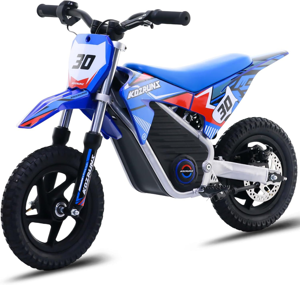 OLALA 36V Electric Dirt Bike for Kids 3-6, 250W Brushless Motor with 3-Speed Control, 15.5 MPH Max Speed, 12' Off-Road Tires Motorcycle, for Boys & Girls, Blue
