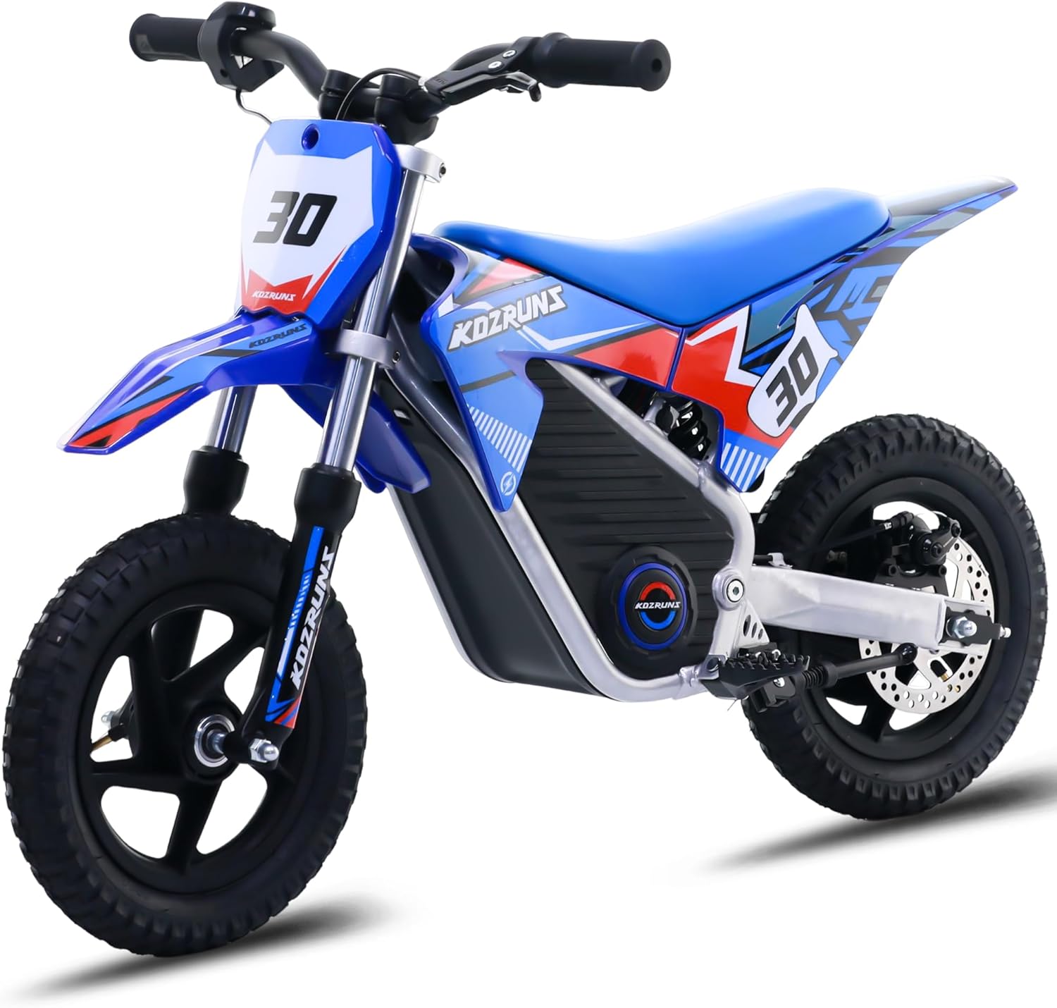 OLALA 36V Electric Dirt Bike for Kids 3-6, 250W Brushless Motor with 3-Speed Control, 15.5 MPH Max Speed, 12' Off-Road Tires Motorcycle, for Boys & Girls, Blue