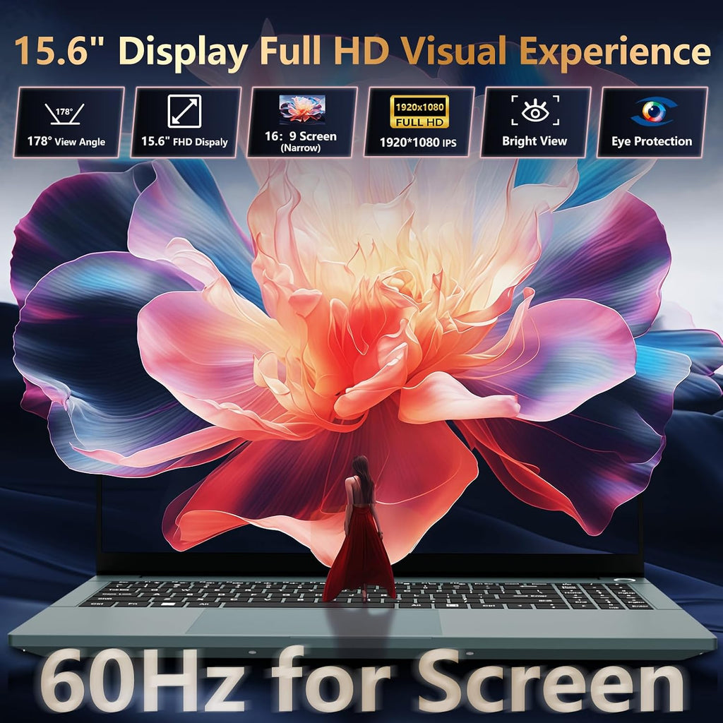 Gaming Laptop, Laptop Computer with AMD R5 7520H Processor(up to 4.2GHz), 16GB RAM 512GB SSD, Backlit KB, 15.6' IPS 1080P, Win 11 Pro, WiFi 5, BT 4.2, 50.5Wh, Metal Shell, Lap top for Student Work