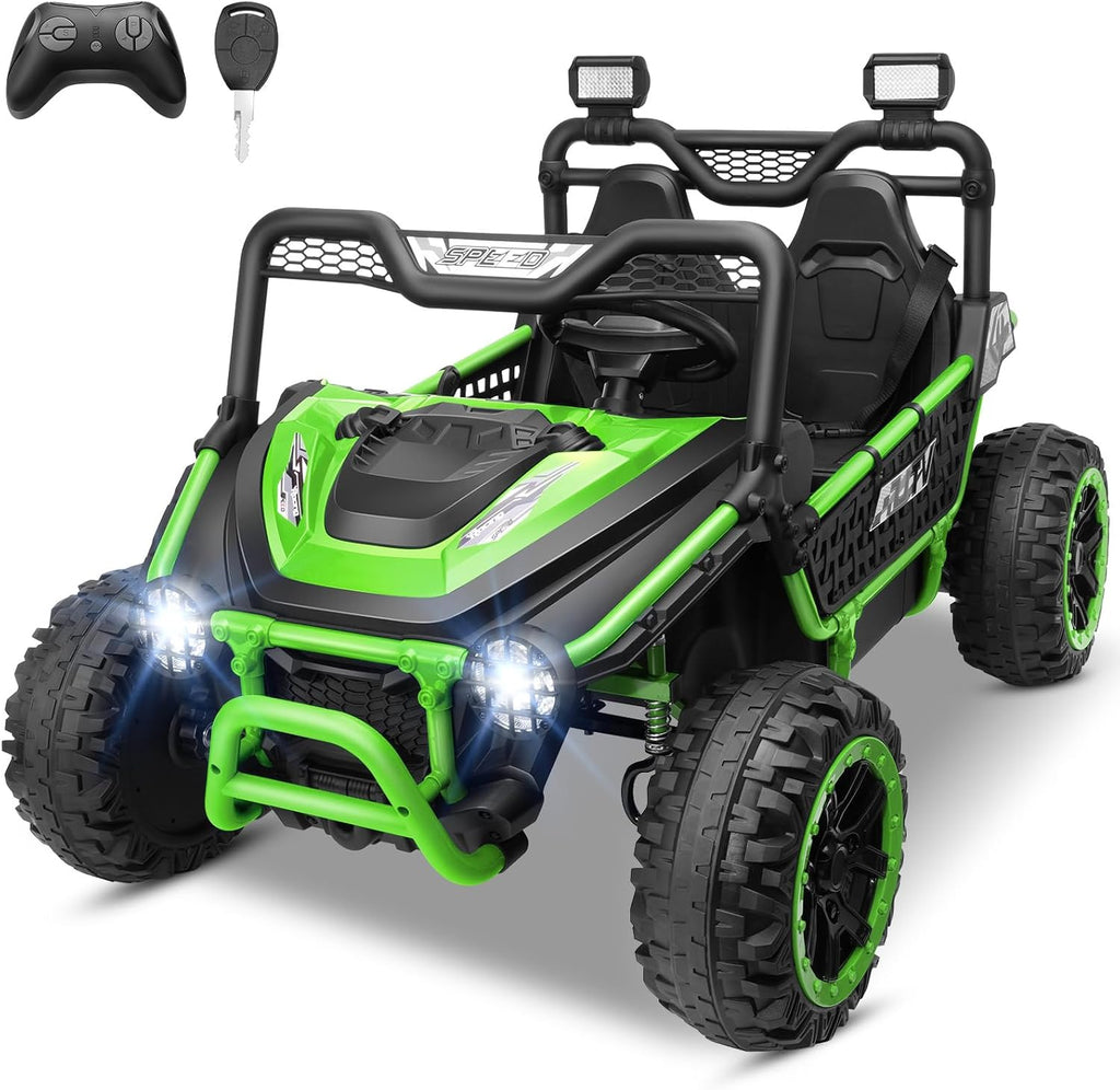 Hikole 24V Ride on Toy Car for Big Kids 4-8, XL Kids UTV 2 Seater with Remote Control, 22' Spacious Seat, MP3 & USB, 3 Speed, Storage, Electric Power Wheels for Boys Girls, Green