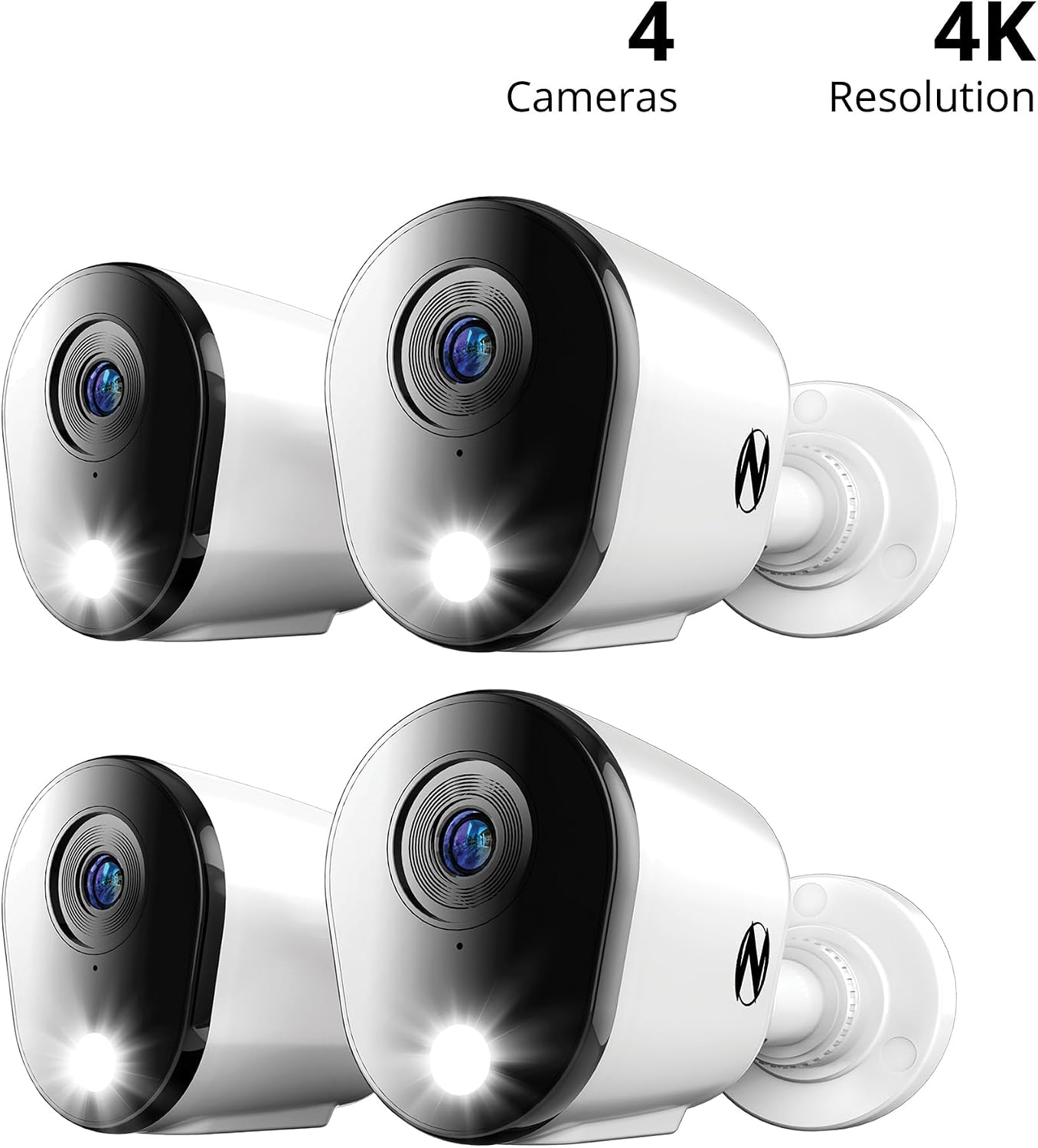 Night Owl Add On Wired 4K HD Indoor/Outdoor Deterrence Cameras with 2-Way Audio (4-Pack) (Requires Compatible DVR - Sold Separately) (4 Camera)