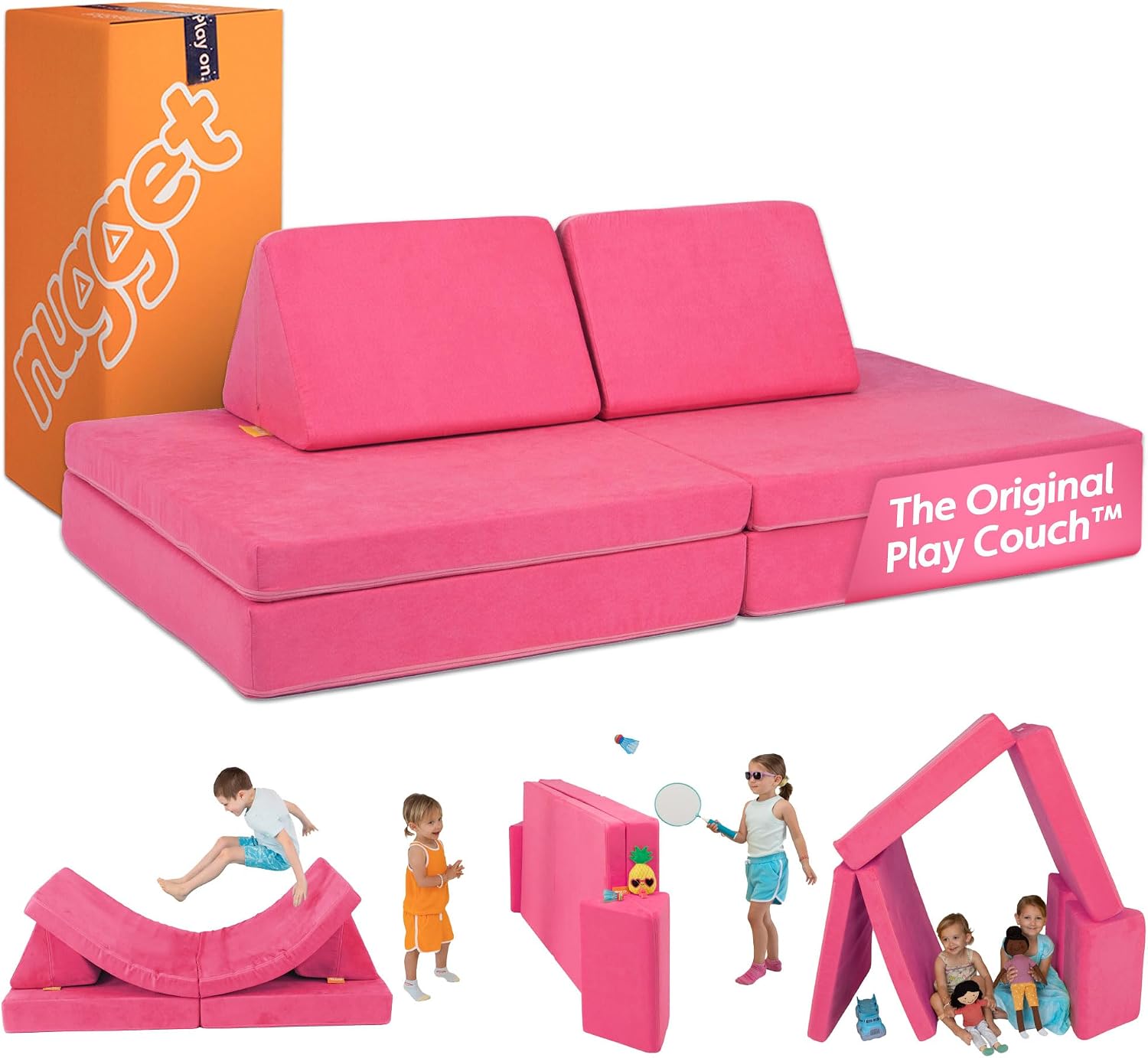 Nugget - The Original Play Couch for Kids - Modular Foam Children's Sofa for Playroom, Imagination, & Creative Open Ended Play - Washable & Convertible Playroom Furniture, Popstar
