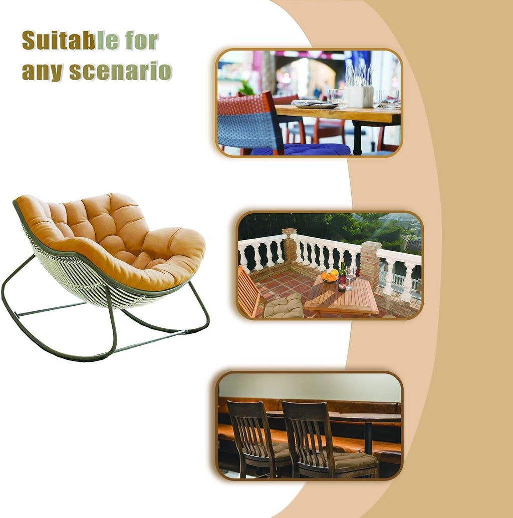 Indoor Outdoor Papasan Rocking Chair Cushion, Oversized Rattan Royal Rocking Chair Cushion, Thicken Egg Chair Cushion for Garden Lawn Balcony (Only Cushion)