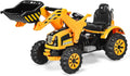 Costzon Ride on Excavator, 12V Battery Powered Construction Vehicles for Kids with Front Loader, Horn, Safety Belt, Treaded Wheels, Ride on Bulldozer Truck, Excavator Ride on Toy Gift for Boys Girls