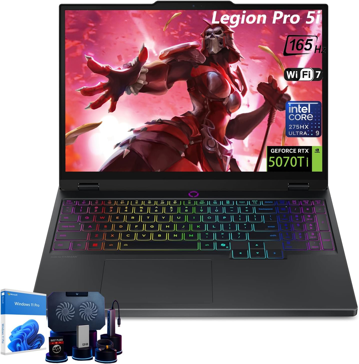 Lenovo 2025 Legion Pro 5i 16' Gaming Laptop - GeForce RTX 5070Ti 12GB GDDR7, Intel Ultra 9 275HX(Up to 5.4GHz), 165Hz OLED WQXGA Display, RGB Backlit, Wi-Fi 7, Win 11 Pro, 64GB DDR5 RAM, 8TB SSD