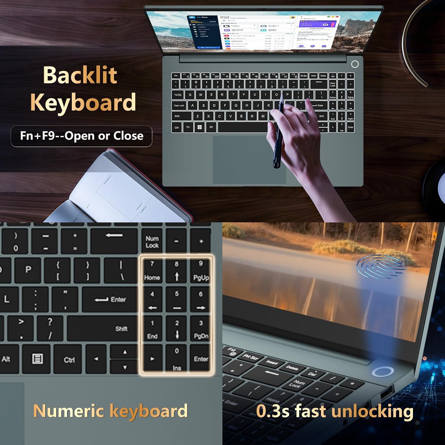 Gaming Laptop, Laptop Computer with AMD R5 7520H Processor(up to 4.2GHz), 16GB RAM 512GB SSD, Backlit KB, 15.6' IPS 1080P, Win 11 Pro, WiFi 5, BT 4.2, 50.5Wh, Metal Shell, Lap top for Student Work