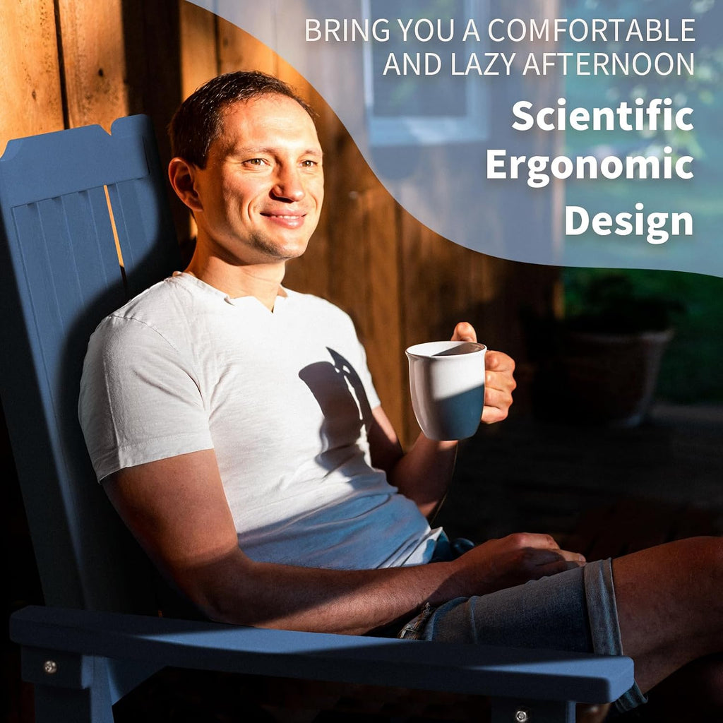 Outdoor Rocking Chairs Set of 4, Oversized All Weather High Back Porch Rocker, Patio Rockers for Outside