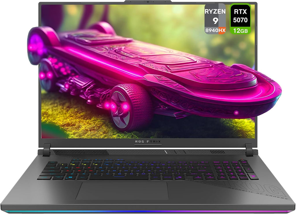 ASUS ROG Strix G18 Gaming Laptop, AMD Ryzen 9-8940HX, 16 GB DDR5 RAM, 1 TB PCIe SSD, 18' 2.5K (2560x1600) Nebula Display 240Hz, Nvidia G-Force RTX 5070, 4-Zone RGB Keyboard, W11 Home, Eclipse Gray