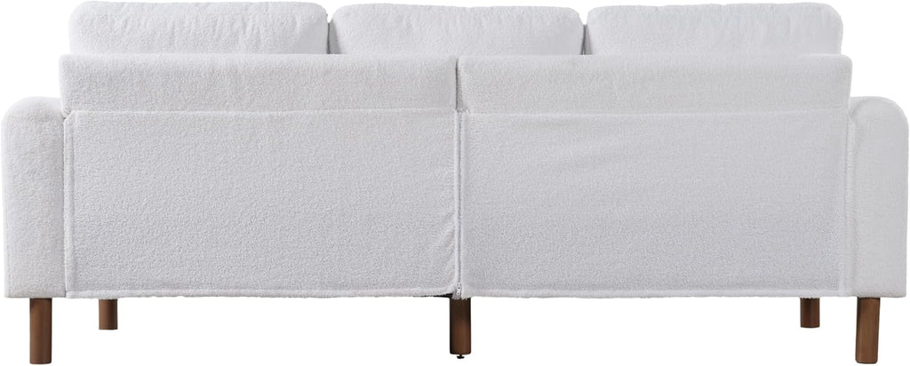 Christopher Knight Home Yadil Teddy Fleece Upholstered 3 Seater Sofa Couch, Wooden Home Sofa Living Room, Comfy Cloud Couch for Bedroom, Home Office, Cream White