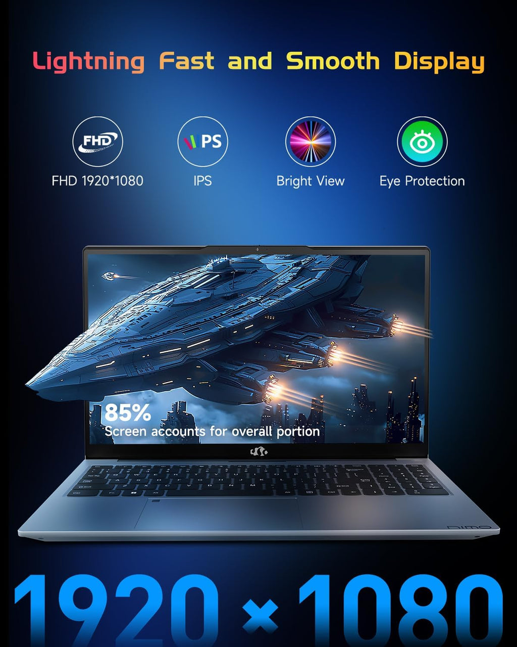 NIMO 15.6' IPS FHD-Laptop, Intel Pentium Quad Core N100 16GB RAM 1TB SSD (Beat i3-1115G4, Up to 3.4GHz) Computer with Backlit Keyboard Fingerprint Type-C WiFi 6 BT5.2, for Student and Home