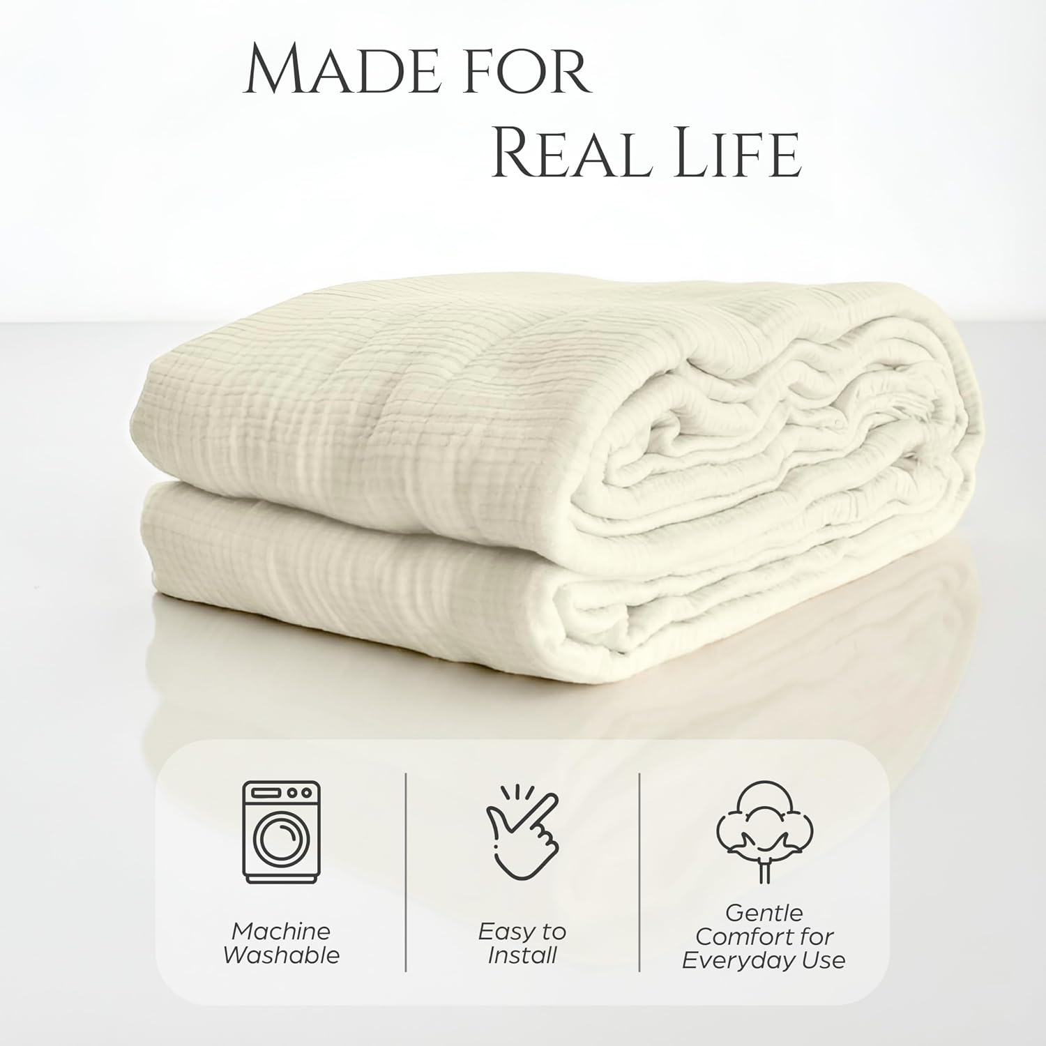 Cloud Like Sofa Cover %100 Pure Cotton, Gauze Couch Covers for Sectional, 3 Seater, 4 Seater Sofa, Extra Large 4 Layered Muslin Natural Fabric, Washable Couch Cover (Cream, 95x150' / 240x380 cm)