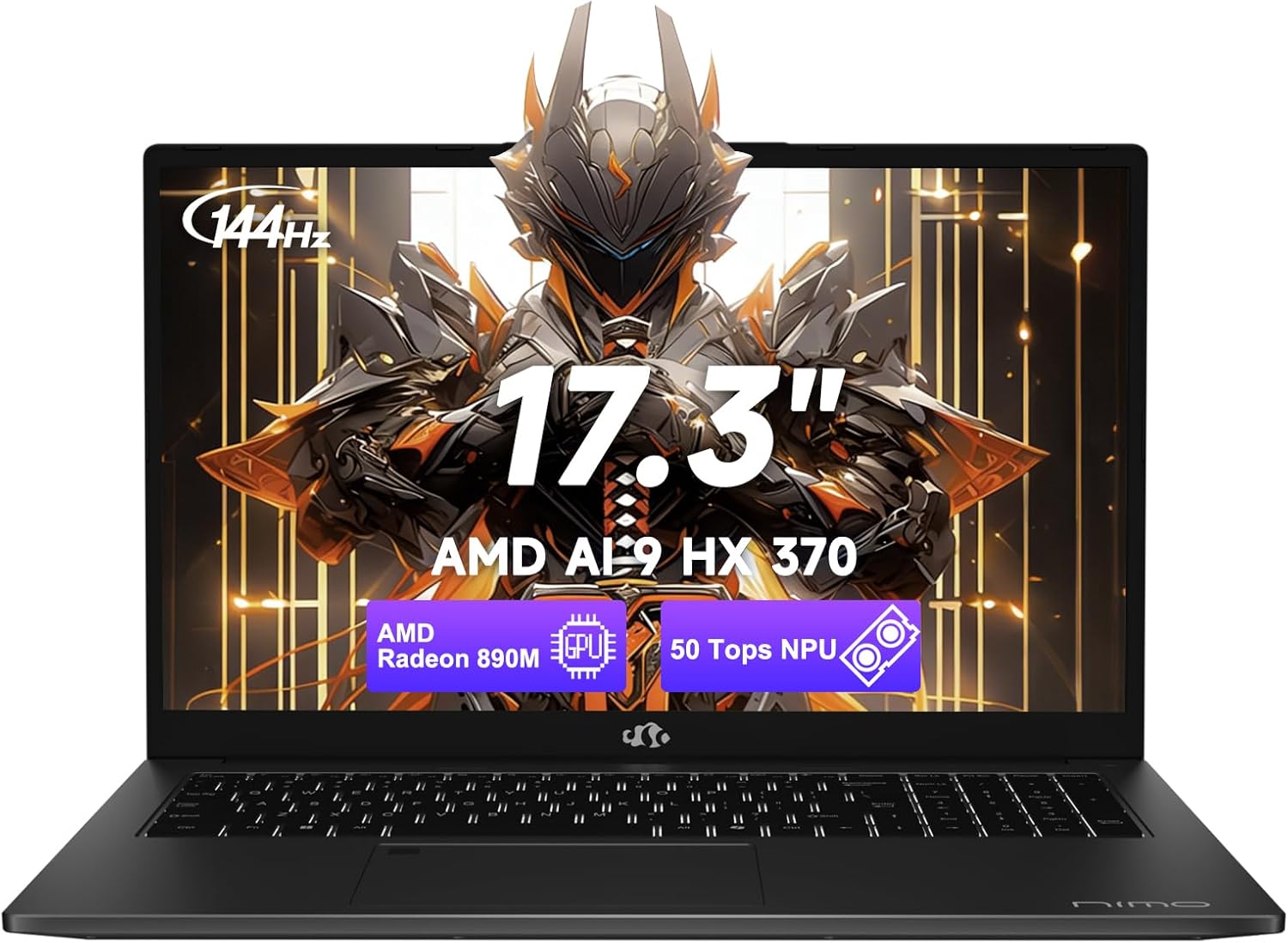 NIMO 17.3' Copilot+ AI Laptop, AMD Ryzen AI 9 HX 370 (Up to 5.1GHz), 32GB RAM 1TB SSD, Radeon 890M, 144Hz FHD Display, 100W Fast Charge, USB 4.0, Fingerprint, Win 11, Gaming & Business