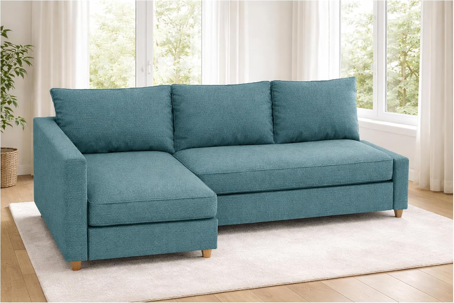 Durable Polyester Flax Friheten Sleeper Sofa Cover Replacement is Compatible with IKEA Friheten Sofa Bed, Or Corner, Or Sectional Slipcover. Sofa Cover Only (50% Thicker Teal Right)