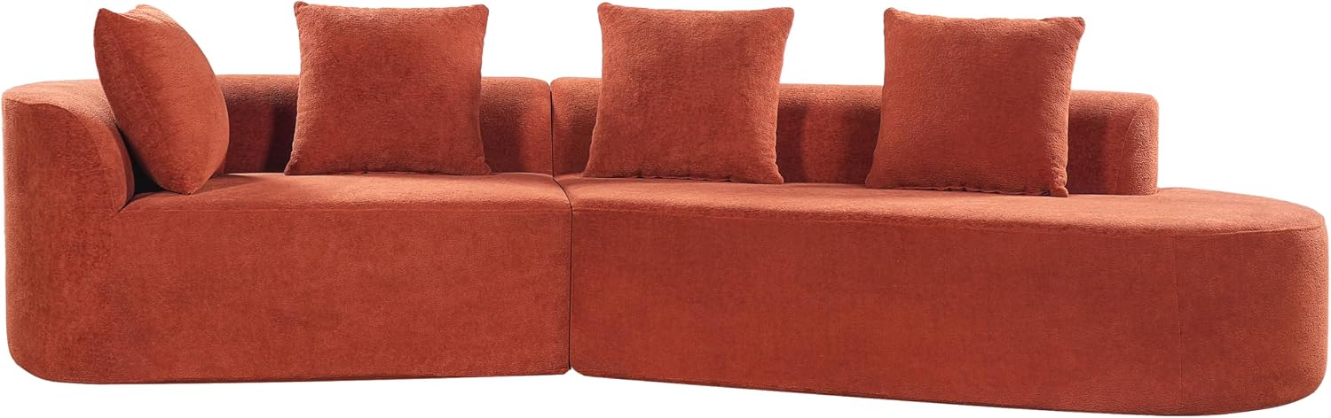Christopher Knight Home Randa Upholstered Modern Sofa Couch, Boneless Cloud Sofa, Fully Assembled Long Sofa Chaise Lounge, Large Upholstered Couch, Orange