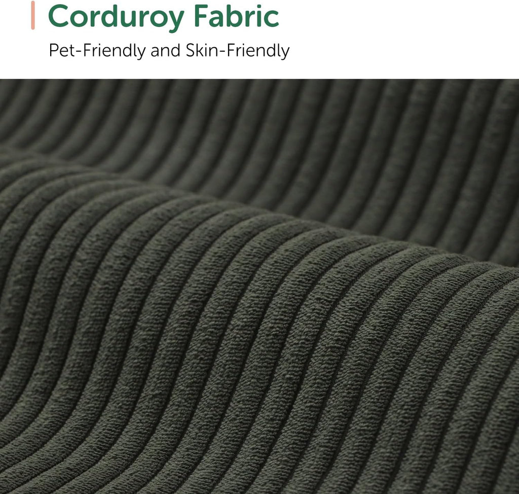 HONBAY Corduroy Sectional Sofa with Storage, U Shape Sectional Sofa with Chaise, Sectional Couches for Living Room, Green