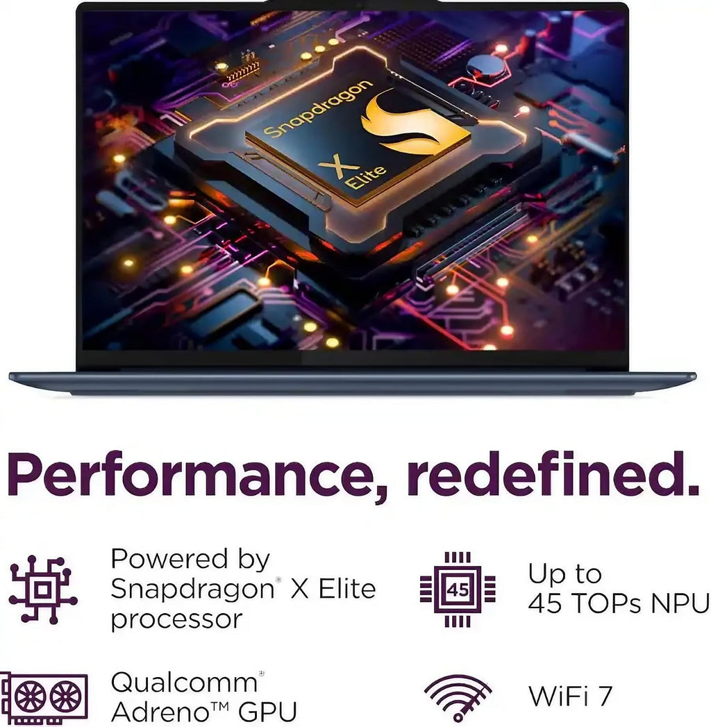 Lenovo Yoga Slim 7X AI PC Laptop | 14.5' 3K 90Hz OLED Touch | Snapdragon X Elite (Up to 45 NPU Tops) | 16GB DDR5 512GB SSD | for Professional Work Backlit Wi-Fi 7 Win11 w/DLCA Accessory