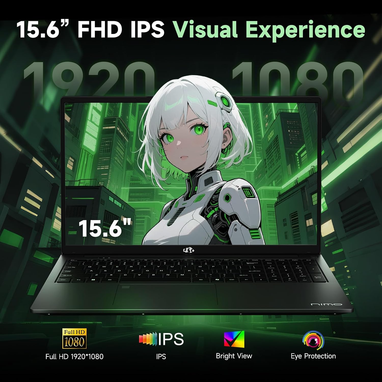NIMO 15.6' IPS FHD Gaming-Laptop, AMD 8 Cores Ryzen 7 7735HS 32GB DDR5 RAM 2TB SSD (Beats i7-12650H, Up to 4.75GHz) Computer with Radeon 680M 100W Type-C Backlit Keyboard Fingerprint Unlock, Black