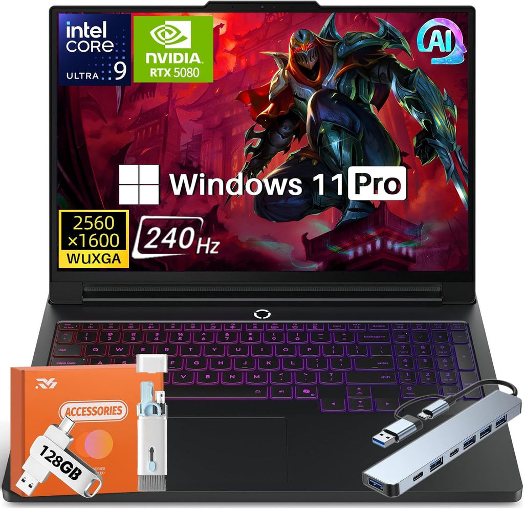 Lenovo Legion Pro 7i Gen 10 Gaming Laptop 2025 New, GeForce RTX 5080 16GB GDDR7, Intel Ultra 9 275HX (Up to 5.4GHz), 16' WQXGA OLED 240Hz 500nits, 32 GB DDR5, 2 TB SSD, Win11 Pro, w/Accessories