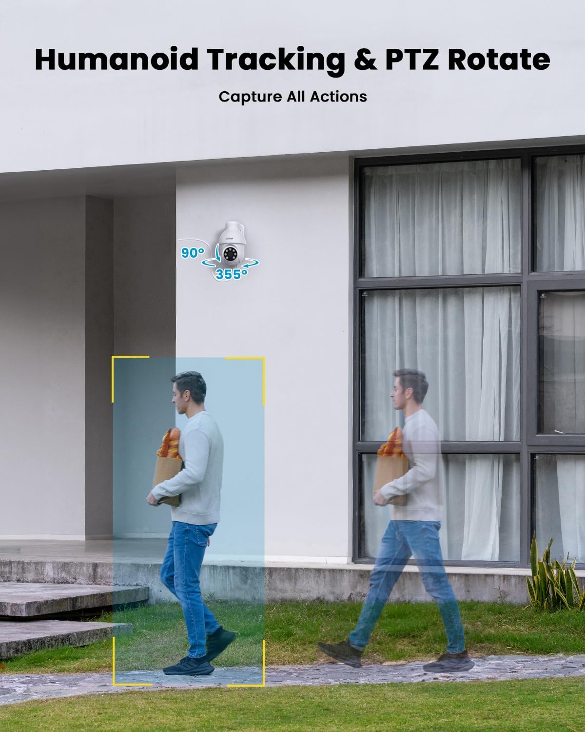 ieGeek PoE Security Camera System, 5MP Outdoor/Indoor PoE Cameras with 8CH NVR for Home Surveillance System, Wired PTZ Cam Kit w/Motion Sensor, 2-Way Audio, Color Night Vision,AI Detection,24/7 Record
