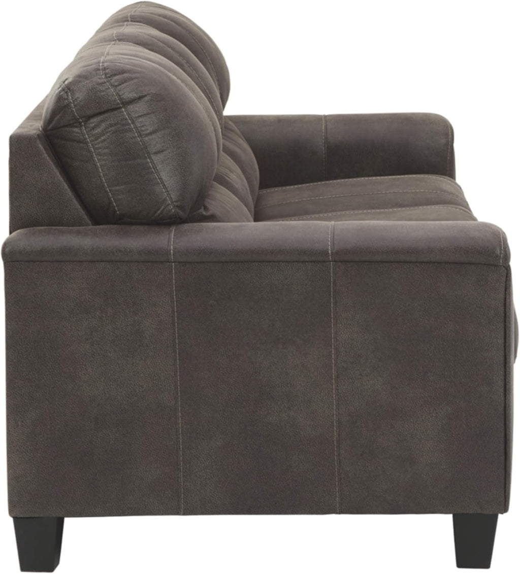 Signature Design by Ashley Navi Faux Leather Modern Queen Sofa Sleeper, Gray