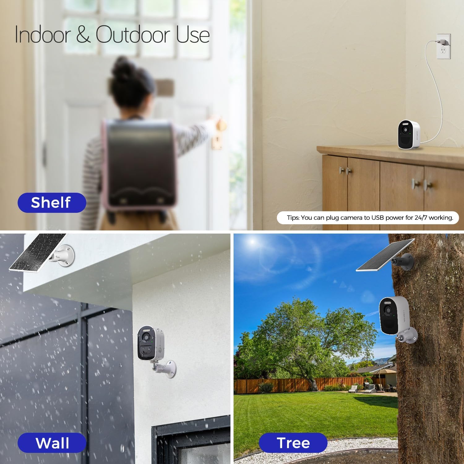 xmartO 4MP QHD WiFi6 Dual-Band Wireless Solar-Powered Indoor & Outdoor Home Security Camera System (Long Range WiFi, Free 64GB Loop Storage, No Monthly Fee, 4-CAM Kit)